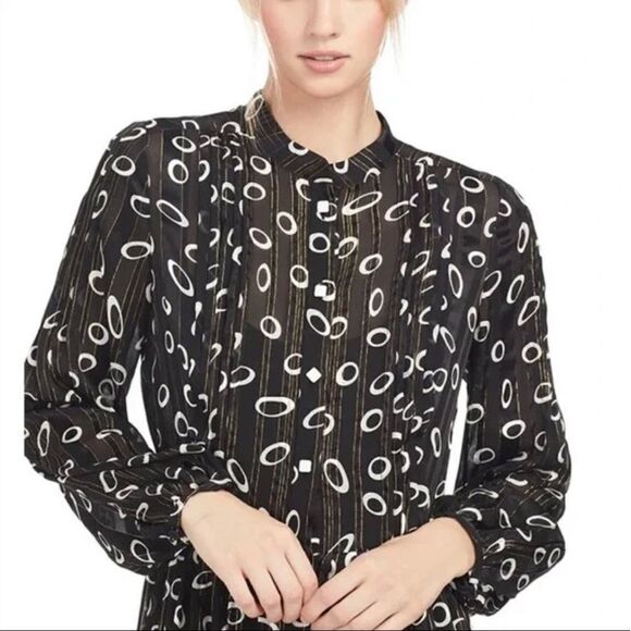 SALONI dress Raquel space dot midi long sleeve silk Read Description - Picture 3 of 9